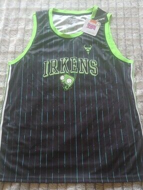 Hot Topic Black & Neon Green Invader Zim Irkens Jersey Tank